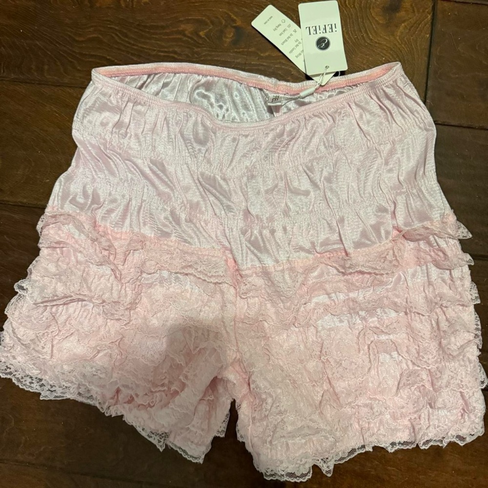 Pink Ruffled Lace Shorts